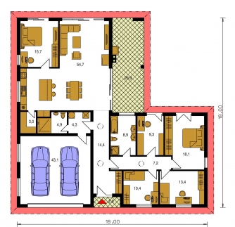 Image miroir | Plan de sol du rez-de-chaussée - BUNGALOW 171